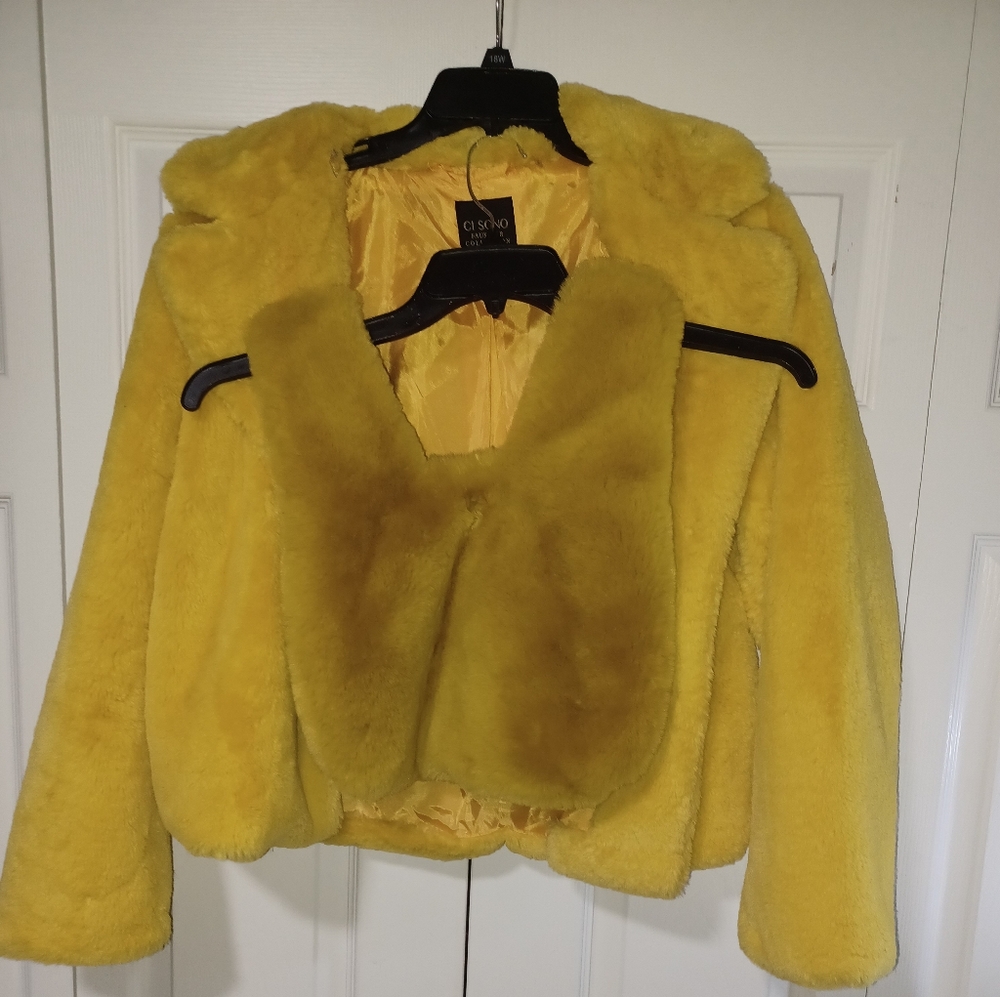 C I Sono Faux Fur Jacket  w/R K Zell Faux Fur Bag